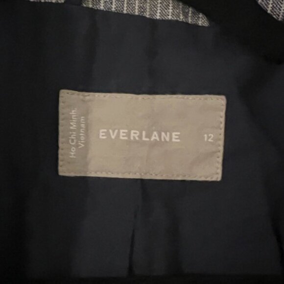 Everlane 100% Linen Gray Striped Blazer size 12 - Picture 2 of 8